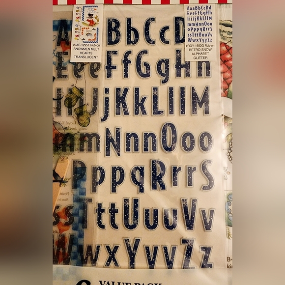 Lot 12 Sheets -Rub-On Christmas Transfers Santa Snowman Angel Stocking Alphabet - Picture 6 of 16